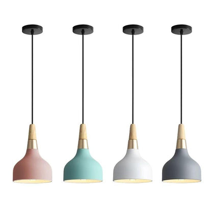 Wood Bamboo Metal LED Modern Pendant Light Hanging Lamp Island Lights