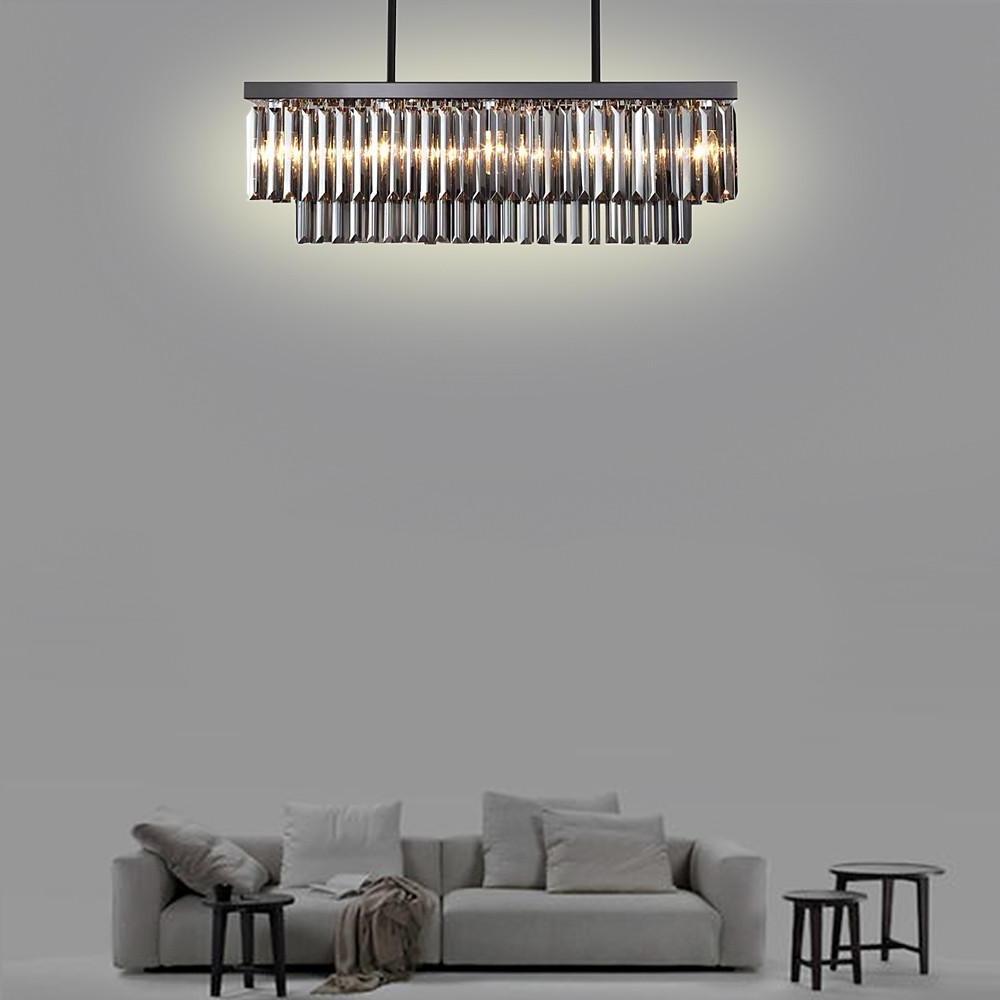 Rectangular Double-layer Crystal LED Industrial Chandeliers Pendant Light