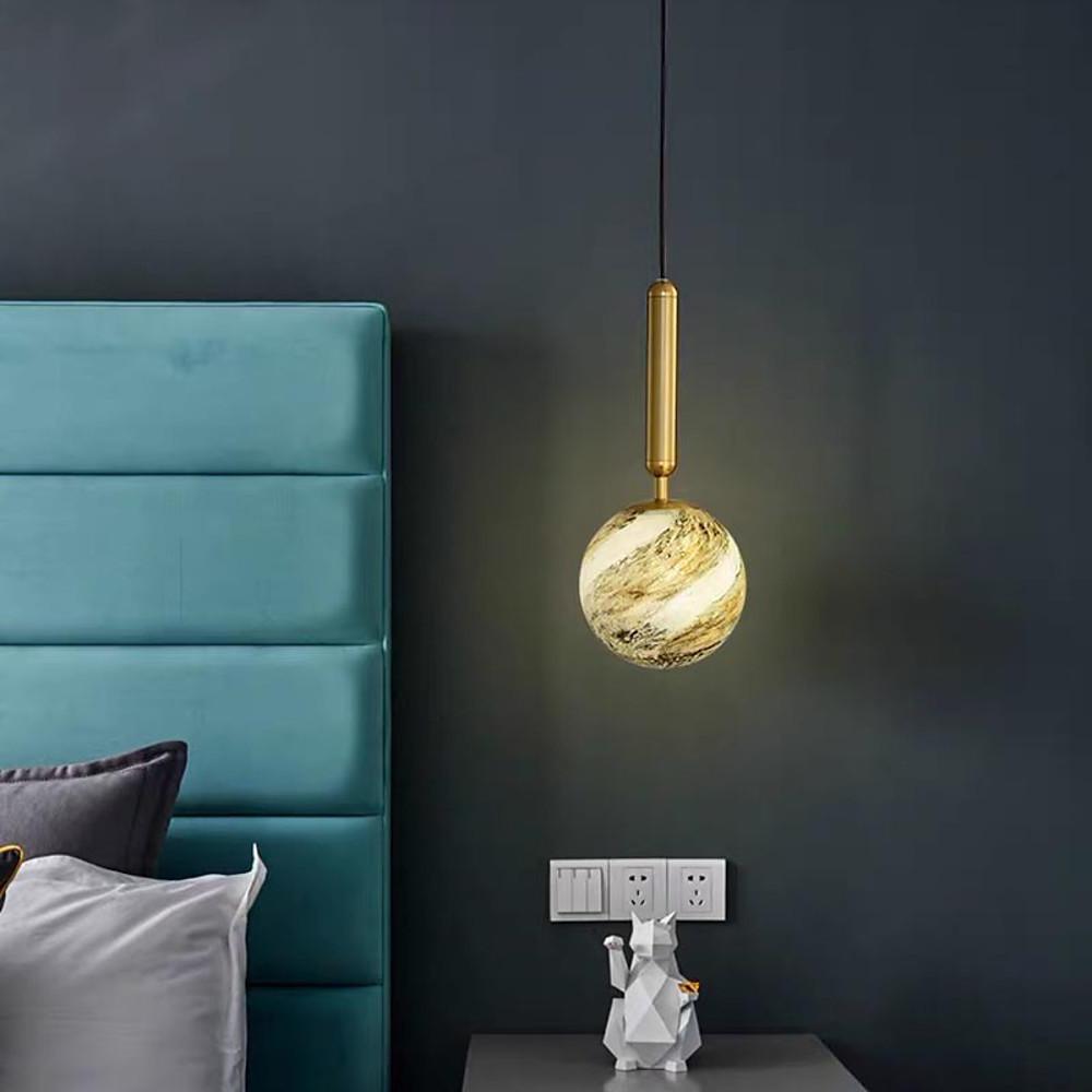 Distressed Globe Hallway Pendant Light Metal Acrylic Pendant Lighting