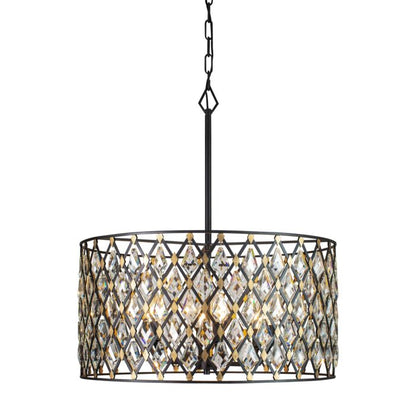 Windsor 6-Light Pendant in Carbon with Havana Gold