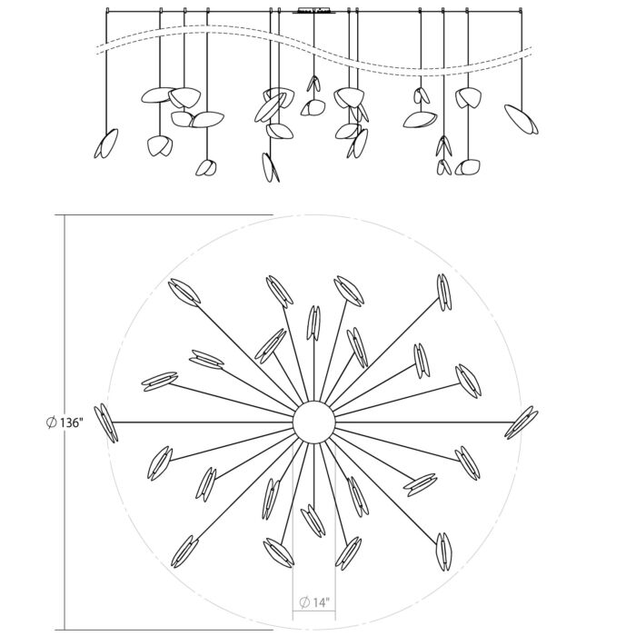 Papillons 24-Light LED Pendant in Satin Black