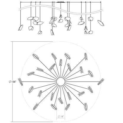 Papillons 24-Light LED Pendant in Satin Black