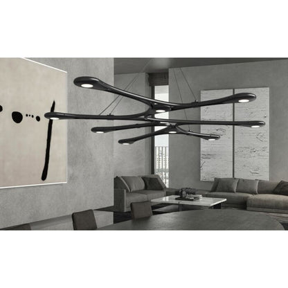 Abstraction 9-Light LED Pendant in Satin Black