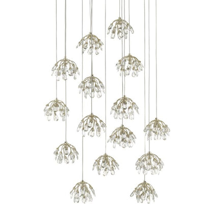 Crystal 15-Light 1Pendant in Crystal with Contemporary Silver Leaf