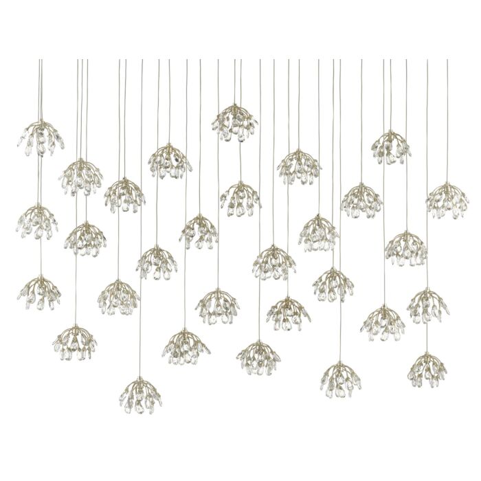 Crystal 30-Light Pendant in Crystal with Contemporary Silver Leaf