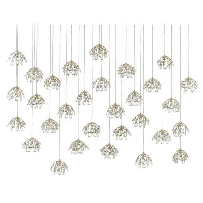 Crystal 30-Light Pendant in Crystal with Contemporary Silver Leaf