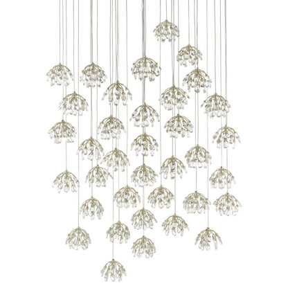 Crystal 36-Light 3Pendant in Crystal with Contemporary Silver Leaf