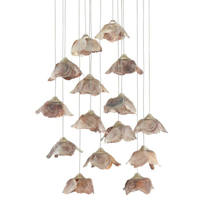 Catrice 15-Light 1Pendant in Natural Shell with Contemporary Silver Leaf