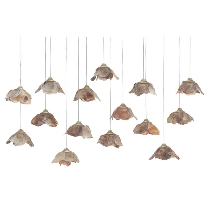 Catrice 15-Light 1Pendant in Natural Shell with Contemporary Silver Leaf