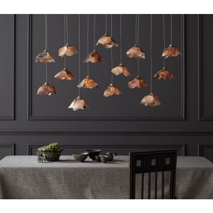 Catrice 15-Light 1Pendant in Natural Shell with Contemporary Silver Leaf