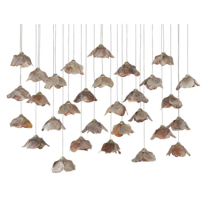 Catrice 30-Light Pendant in Natural Shell with Contemporary Silver Leaf