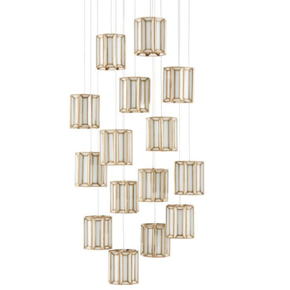 Daze 15-Light 1Pendant in White with Antique Brass