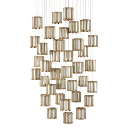 Daze 36-Light 3Pendant in White with Antique Brass