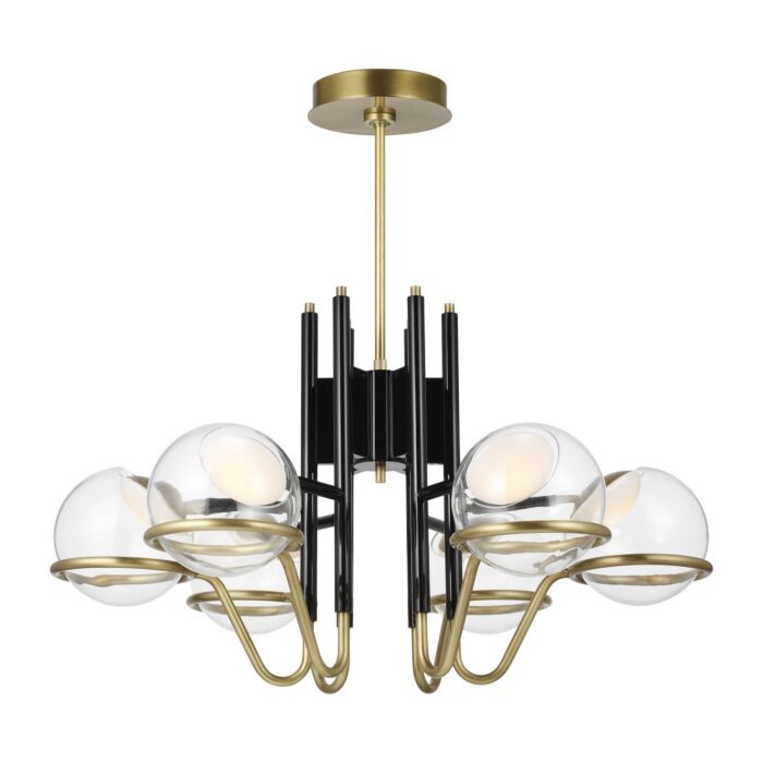 Crosby 6-Light LED Chandelier in Glossy Black with Natural Brass