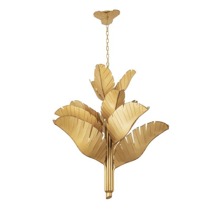 Banana Leaf 12-Light Chandelier in Gold