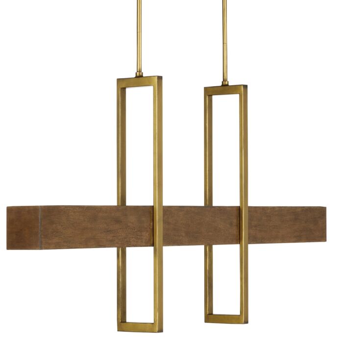 Tonbridge 3-Light LED Linear Chandelier in Chestnut with Brass