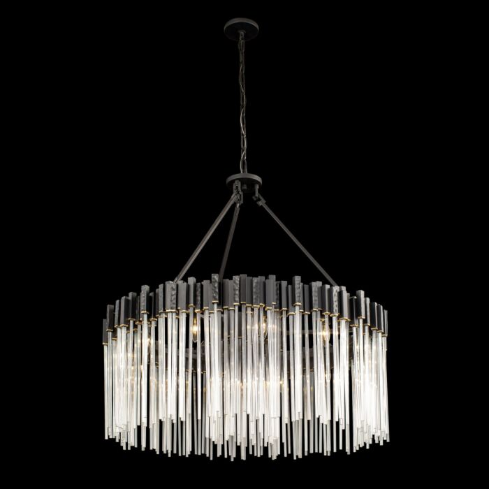 Matrix 12-Light Pendant in Matte Black with French Gold