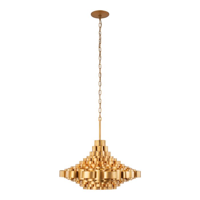 Totally Tubular 6-Light Pendant in Antique Gold with Carbon Black