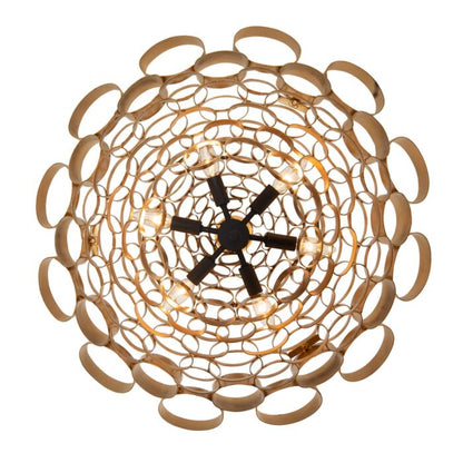 Totally Tubular 6-Light Pendant in Antique Gold with Carbon Black