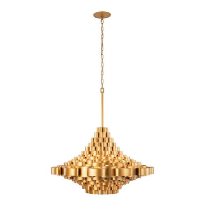 Totally Tubular 10-Light Pendant in Antique Gold with Carbon Black