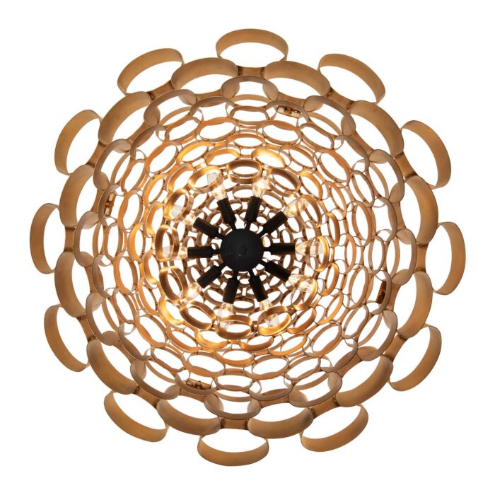 Totally Tubular 10-Light Pendant in Antique Gold with Carbon Black