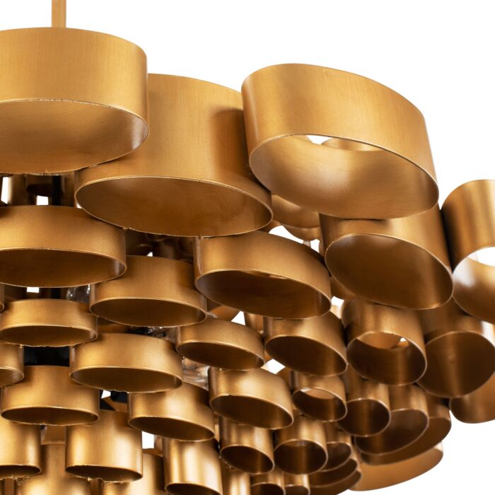 Totally Tubular 10-Light Pendant in Antique Gold with Carbon Black