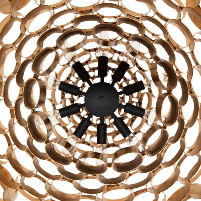 Totally Tubular 10-Light Pendant in Antique Gold with Carbon Black