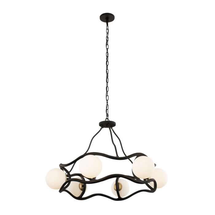 Black Betty 6-Light Chandelier in Carbon with French Gold