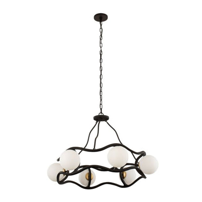 Black Betty 6-Light Chandelier in Carbon with French Gold