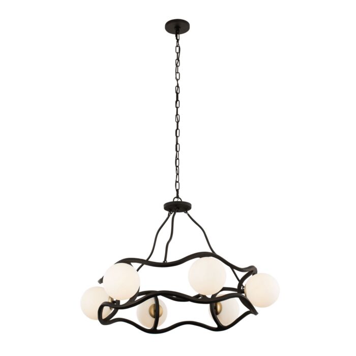 Black Betty 6-Light Chandelier in Carbon with French Gold