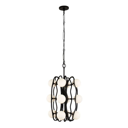 Black Betty 12-Light LED Pendant in Carbon with French Gold