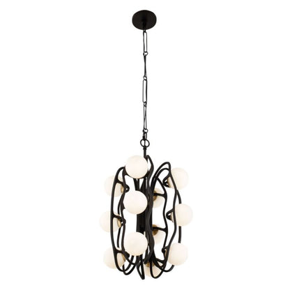 Black Betty 12-Light LED Pendant in Carbon with French Gold