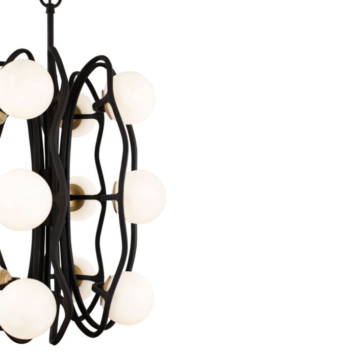 Black Betty 12-Light LED Pendant in Carbon with French Gold