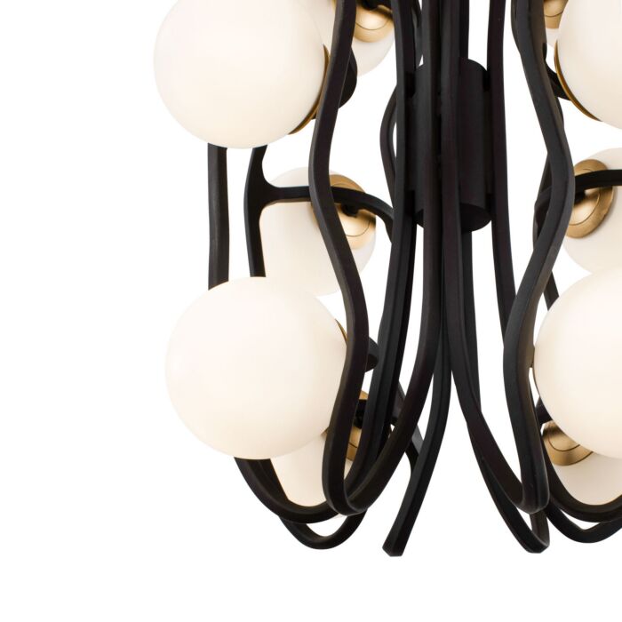 Black Betty 12-Light LED Pendant in Carbon with French Gold