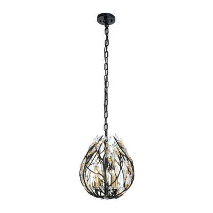 Bask 6-Light Linear Pendant in Matte Black with French Gold