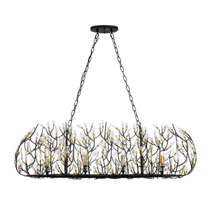 Bask 8-Light Linear Pendant in Matte Black with French Gold