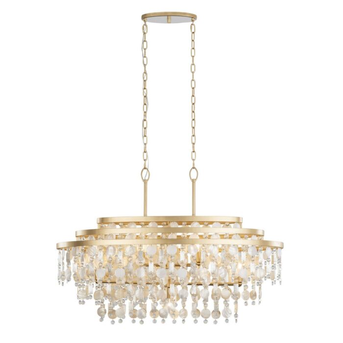 Kalani 9-Light Linear Pendant in French Gold