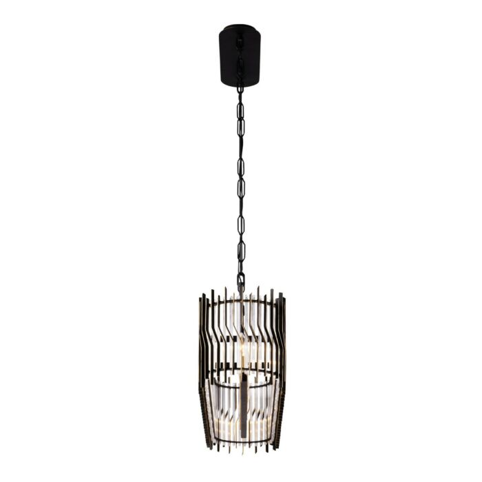 Park Row 6-Light Linear Pendant in Matte Black with French Gold