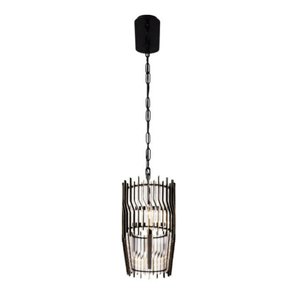 Park Row 6-Light Linear Pendant in Matte Black with French Gold