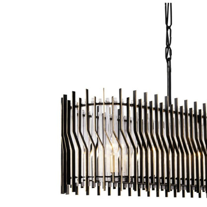 Park Row 6-Light Linear Pendant in Matte Black with French Gold