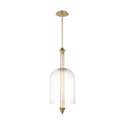 Cathedral 1-Light LED Pendant in Natural Brass