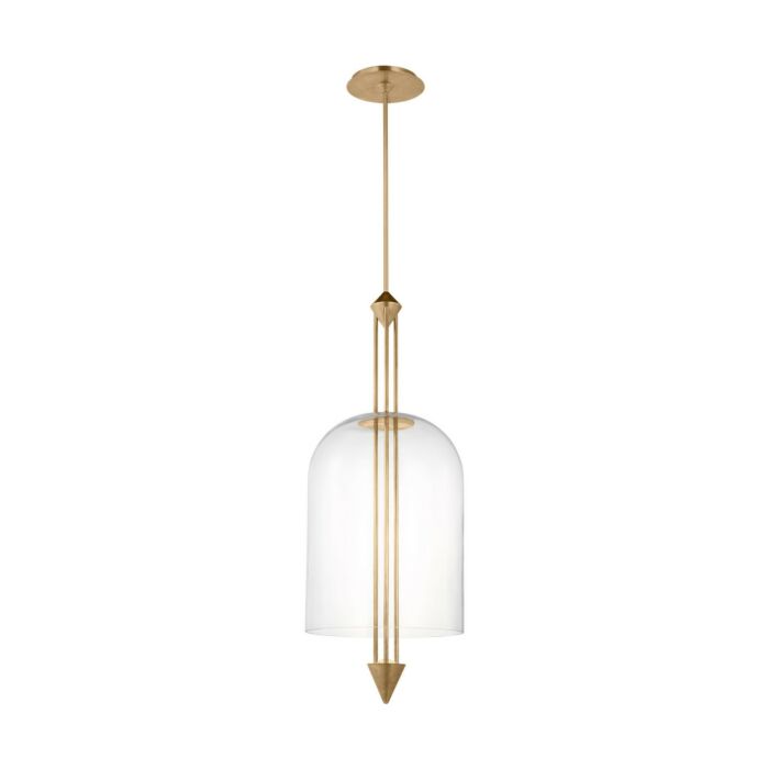 Cathedral 1-Light LED Pendant in Natural Brass