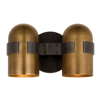 Octavia 2-Light LED Wall Sconce in Blackened Bronze with Bright Worn Brass