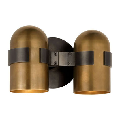 Octavia 2-Light LED Wall Sconce in Blackened Bronze with Bright Worn Brass