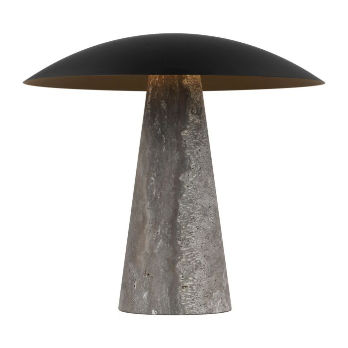 Aegis 1-Light LED Table Lamp in Dark Bronze with Dark Travertine