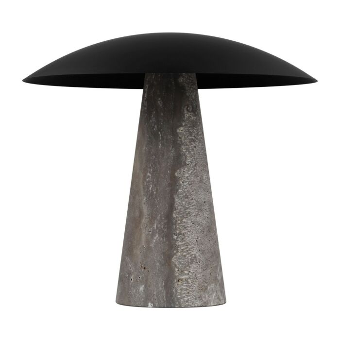 Aegis 1-Light LED Table Lamp in Dark Bronze with Dark Travertine