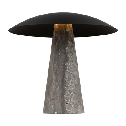 Aegis 1-Light LED Table Lamp in Dark Bronze with Dark Travertine