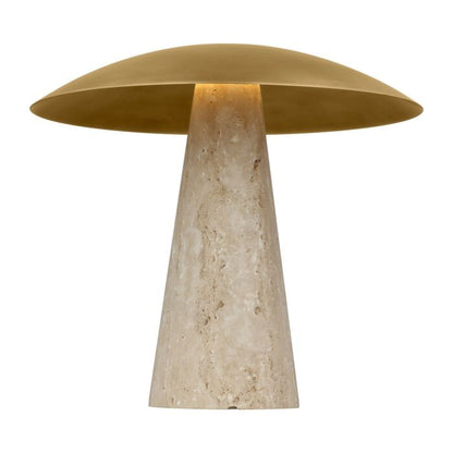 Aegis 1-Light LED Table Lamp in Natural Brass with Natural Travertine