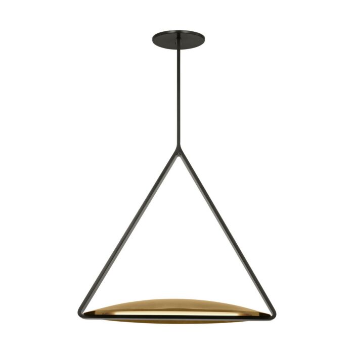 Cymbal 1-Light LED Pendant in Dark Bronze with Natural Brass