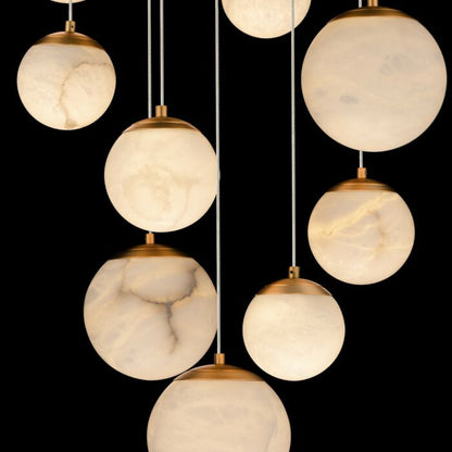 Pisces 9-Light LED Pendant in Aged Brass